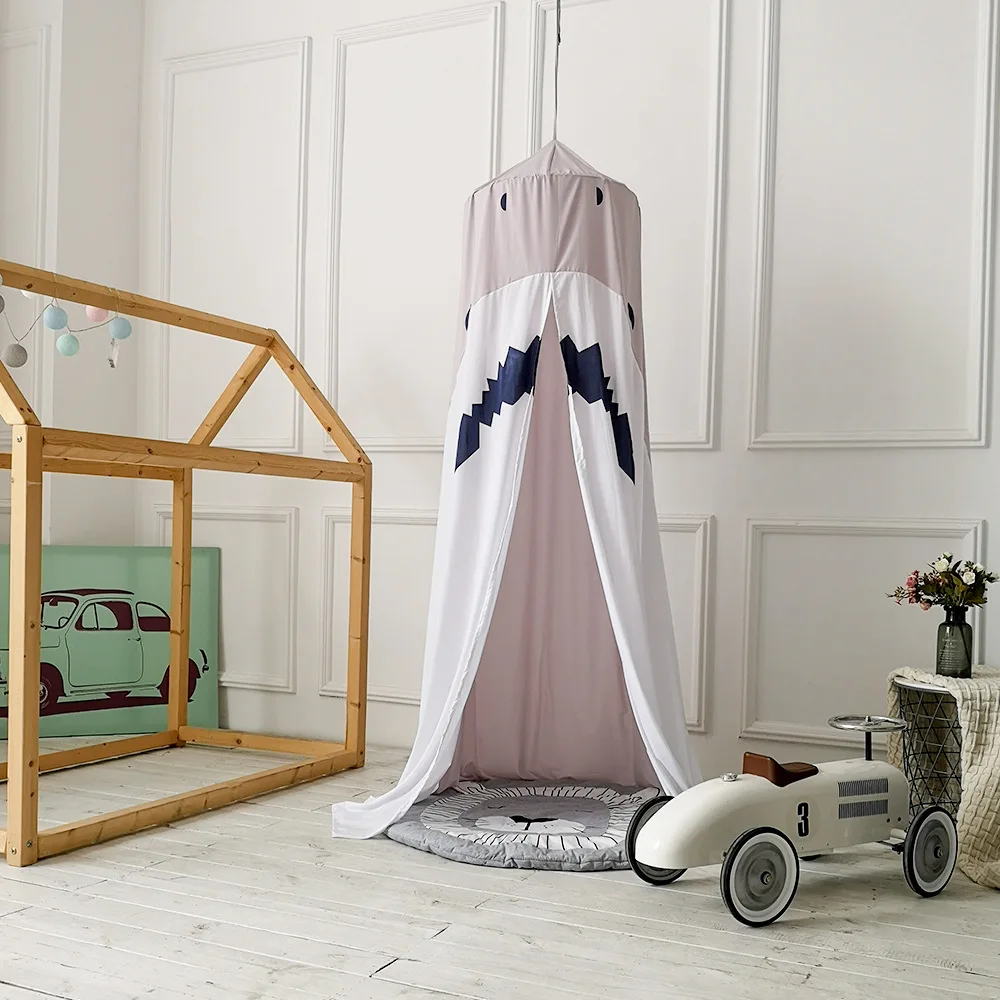 

Animal Baby Crib Netting Mosquito Net New Great White Shark Tent Children's Megalodon Cute Imitation Silk Bed Curtain Bedding
