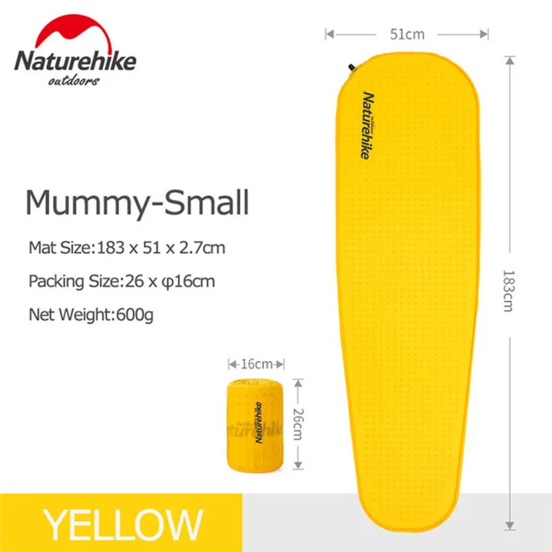 Yellow Mu-standard Naturehike Самонадувающийся походный коврик Сверхлегкий походный открытый кемпинг матрас коврик высокое качество губка спальный коврик - Цвет: Yellow Mu-standard