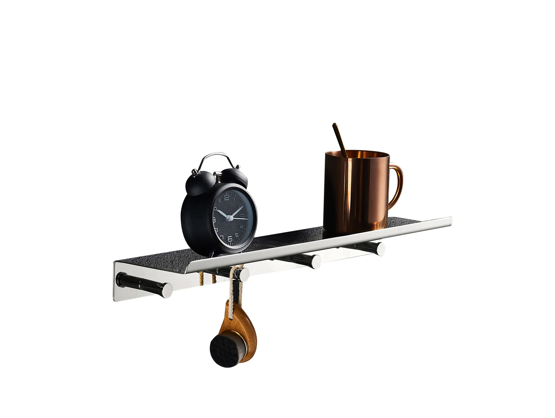 Silver and hook 50cm Плавающие полки из нержавеющей стали 304 лотки книжные полки дисплей современная спальня настенные металлические полки для хранения простой дизайн - Цвет: Silver and hook 50cm