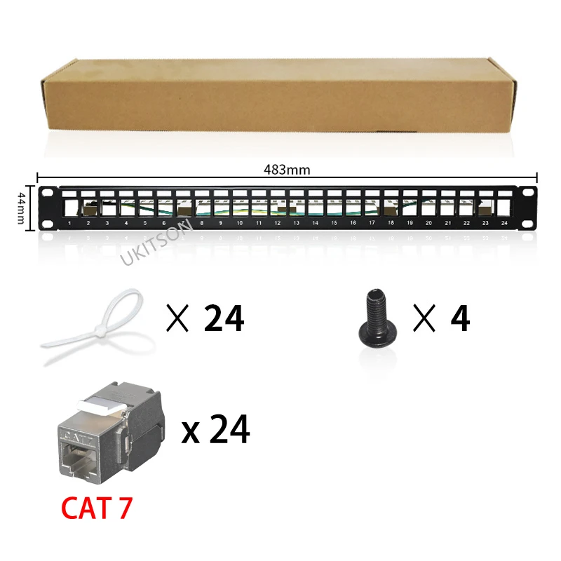 24 Ports 1U Patch Panel FTP LAN With CAT7 CAT6A CAT6 RJ45 Shielded Keystone Jack 19" Inch Rackmount Wall Mount Network Bracket images - 6