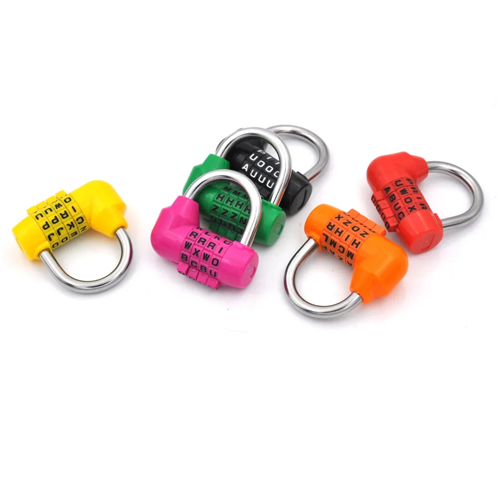

6 Colors Security Padlock 4 Dial Luggage Locks Digit Letter Combination Travel Security Code Lock Diary Password Padlock 1pcs