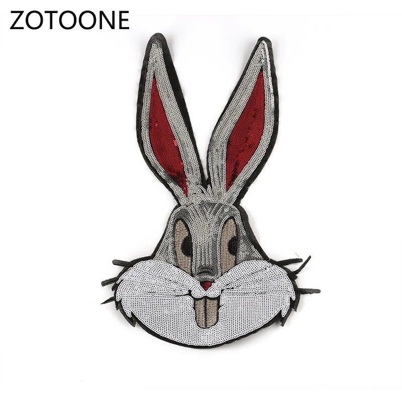 ZOTOONE милые длинные ушастые нашивки с кроликом пришитые на большие блестками