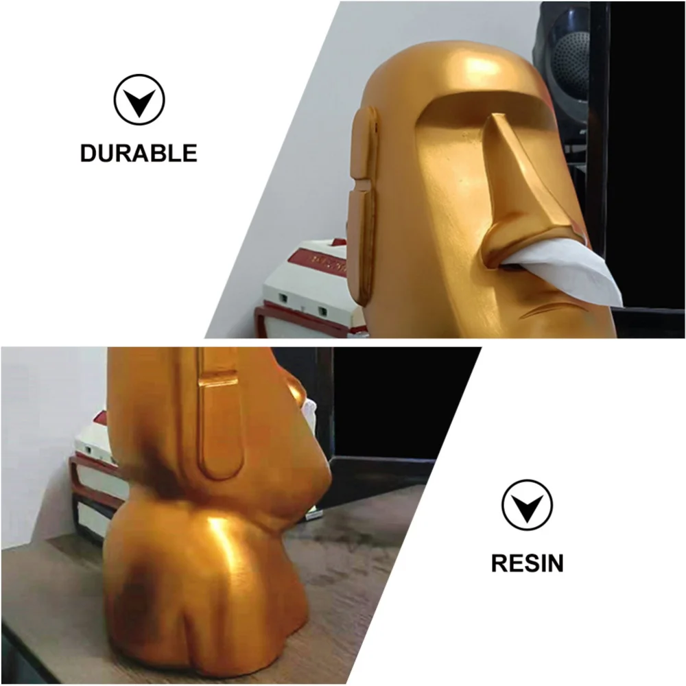 

1Pc Facial Tissue Holder Moai Statue Design Tissue Box Resin Napkin Case