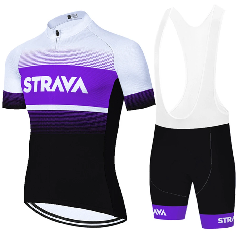 

Pro Team Cycling Jersey Set Men Short Sleeve Bike Wear Jersey Set BiB Shorts Gel Pad Blue Cycling Clothing Strava