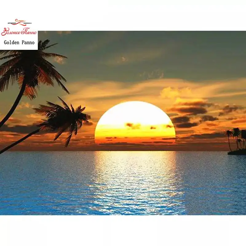 Square Diamond Diamond Painting Sunset Diamond Embroidery Mosaic Landscape Handmade Gift
