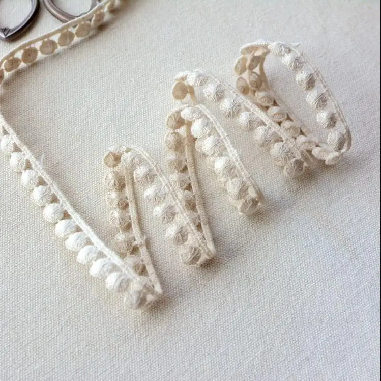 5 метров бежево-белая Изысканная Высококачественная хлопковая кружевная лента