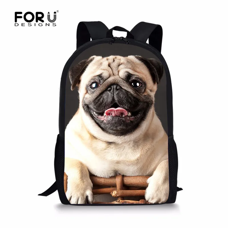 FORUDESIGNS школьный рюкзак для девочек 3 шт. набор рюкзак 3D принт с Мопсом Детский Рюкзак Студенческая Книга сумка Mochila - Цвет: Z3057C