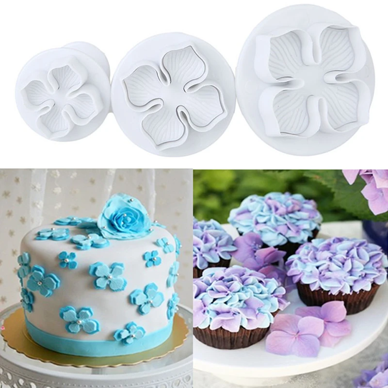 

3Pcs/Set Hydrangea Fondant Mold for Baking Cake Flower DIY Decorating Modeling Mould Plastic Cookie Cutter Kitchen Accessories