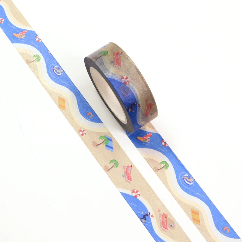 

10pcs/lot 15mm*10m Seaside Resort Holiday Decorative Washi Tape Scrapbooking Masking Tape Office Supply designer mask washi tape