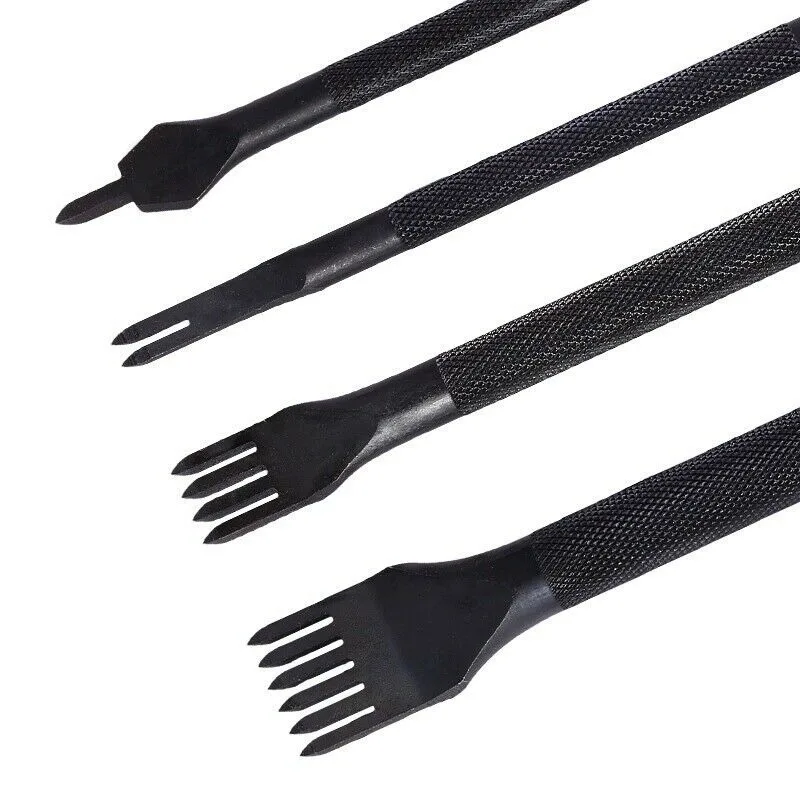 4 Pcs Quality Leather Craft Tools Hole Punches Stitching Punch Tool Set 1+2+4+6 Prong | Дом и сад