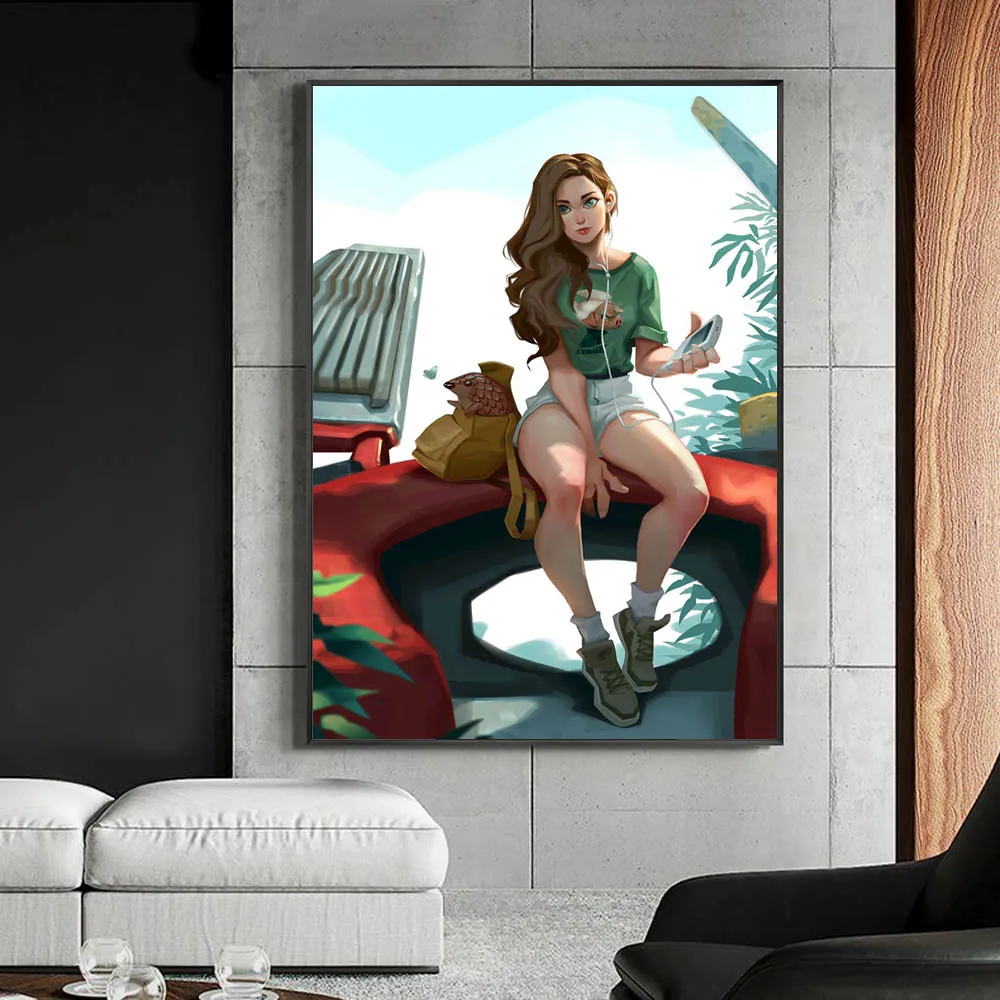 

Cartoon oil painting art girl reading art canvas painting living room corridor office home decoration mural