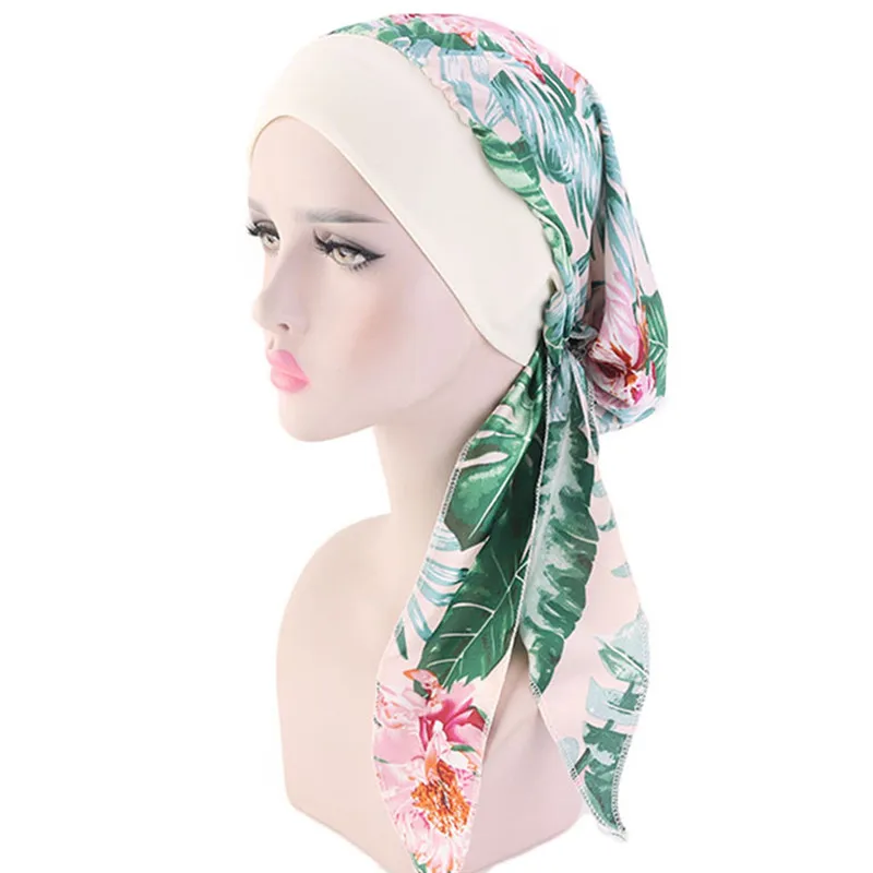 

Women Fashion Printed Flowers Hijabs Cap Muslim Head Scarf Turban Bonnet Wear Ladies Wrap Under Hijab Caps