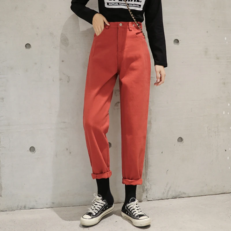 Женские джинсы на весну с высокой талией свободного покроя | Женская одежда