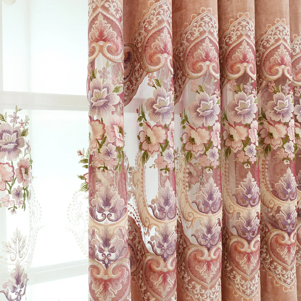 

Luxury Hollow Embroidery Chenille Curtains for Living Dining Room Bedroom.