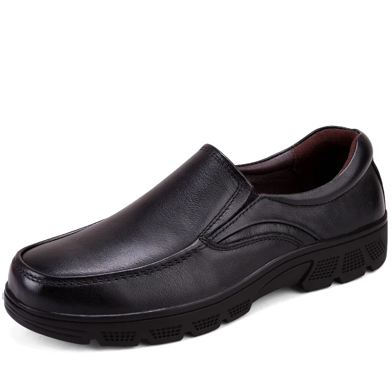 Мужские уличные туфли с мехом натуральная кожа Нескользящие повседневная обувь