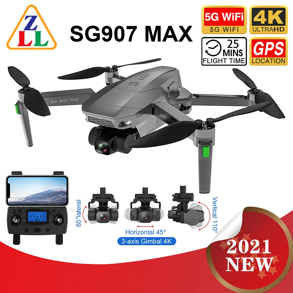Складной Радиоуправляемый Дрон Good ZLL SG907 максимальное расстояние Wi-Fi FPV GPS камера 4K