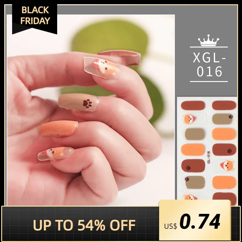 

Dropshipping 1Pcs Glitter Nail Polish Stickers Nail Art DIY Self Adhesive Animal Nail Decals Full Cover Nail Stickers for Women