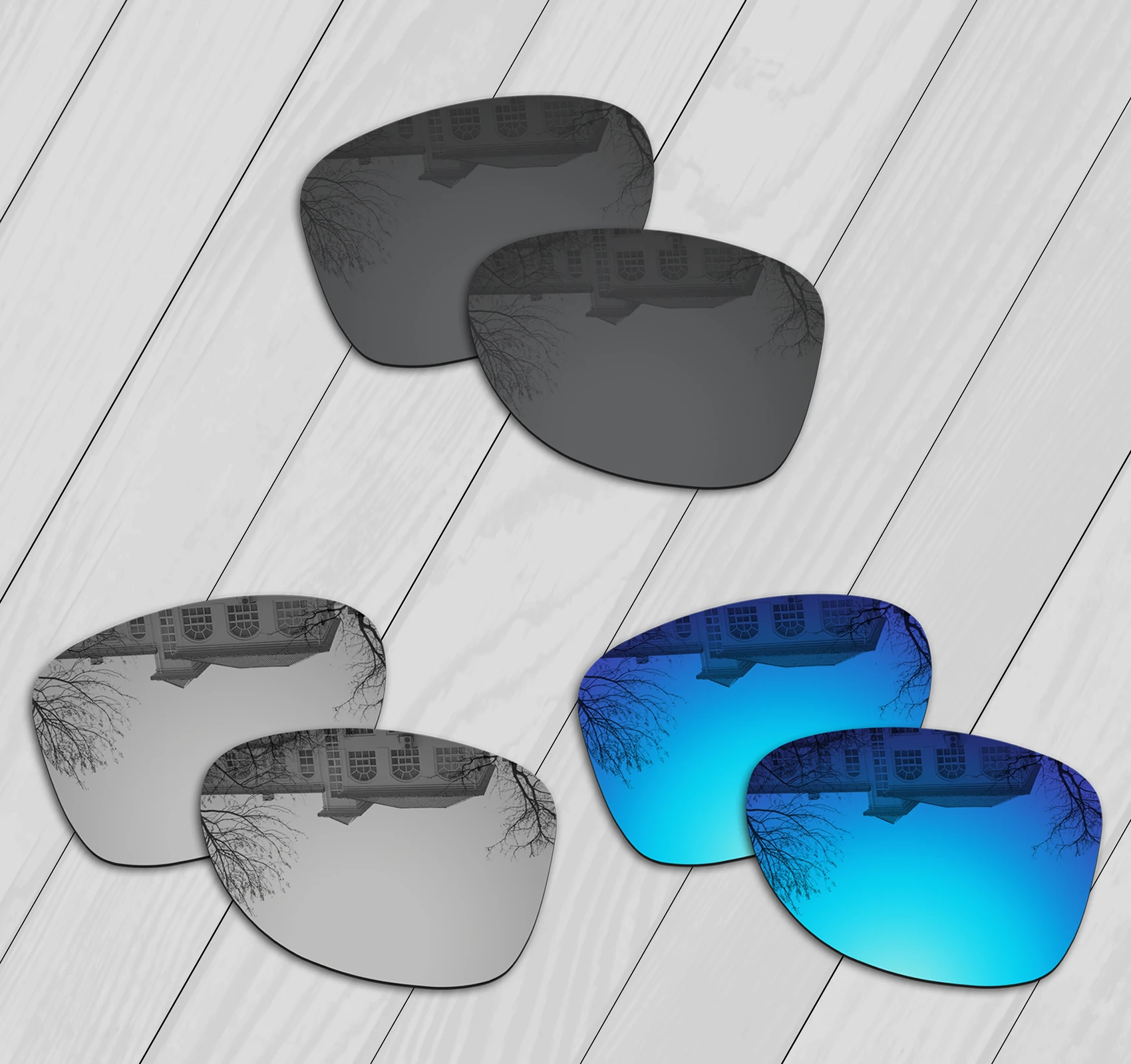 E.O.S 3 пары сменных поляризованных линз черного Серебряного и голубого цвета для