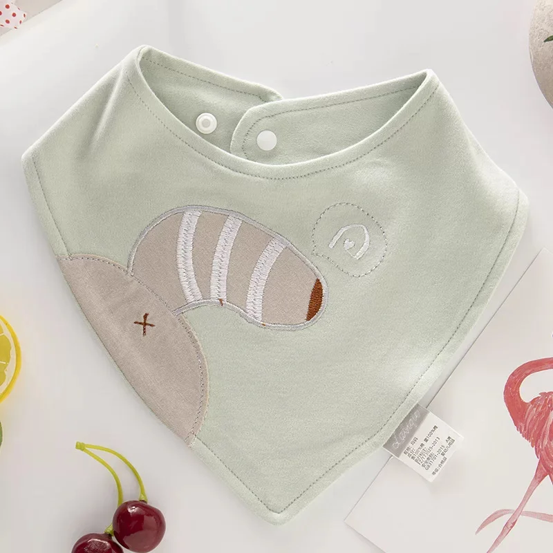 

New Baby Cotton Saliva Towel Triangle Scarf Baby Pacifier Pocket Embroidered Bib Saliva Prevention Scarf