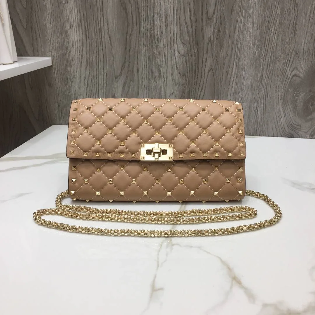 

New female with nail women's Bag Shoulder Bags Chain Designer Flap Purse real Leather 2020 Fashion girl Messenger Bags small wal