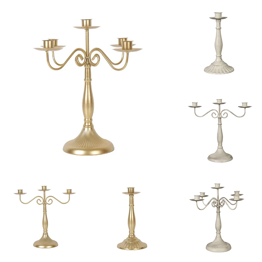 

Gold/Sliver Retro Candle Holder Vintage Candlestick Table Decoration For Hotel Wedding Western Restaurant Candlelight Dinner
