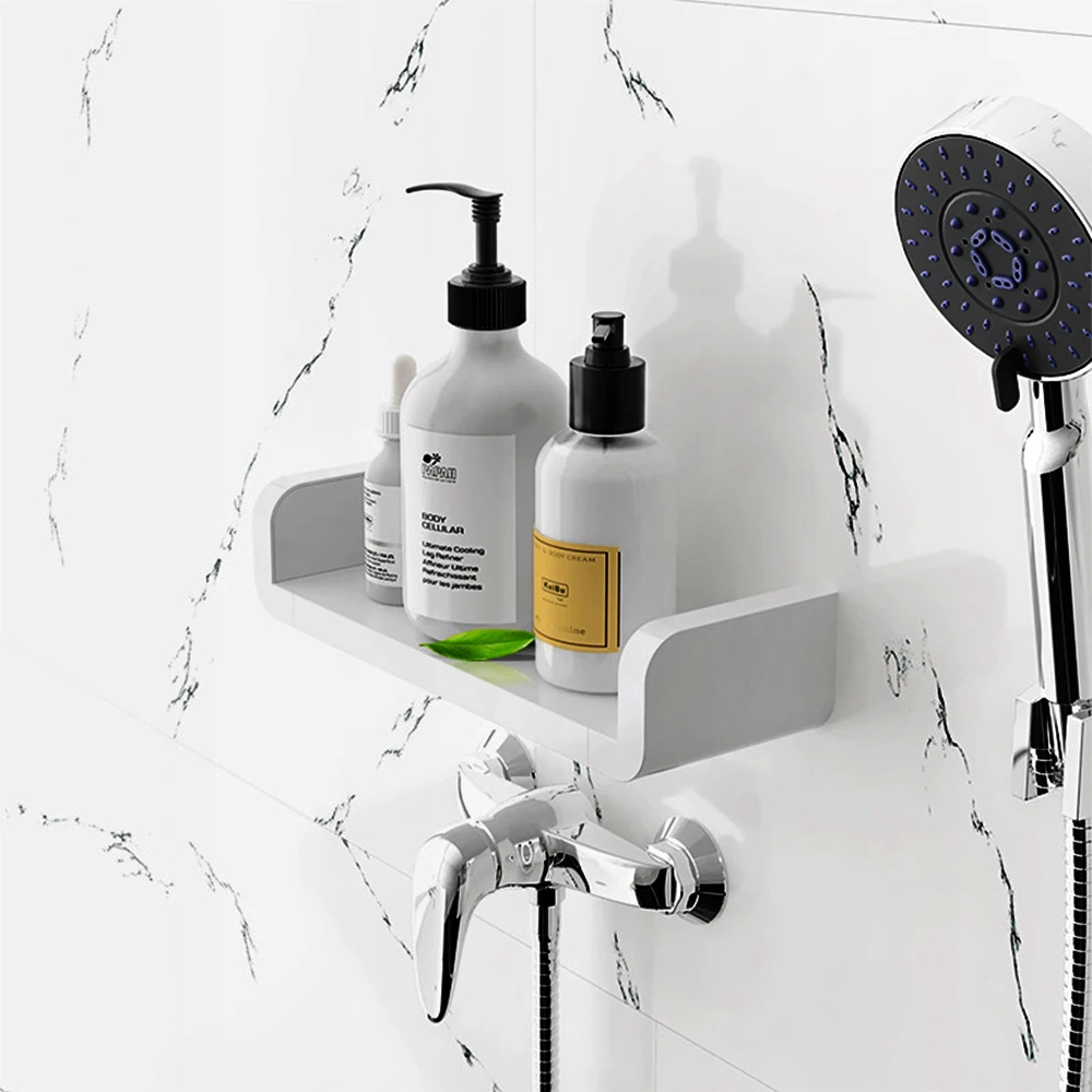 bathroom shelf no drill gadgets kitchen storage organizer pvc waterproof wall mounted shower rack home decor improvement free global shipping