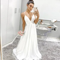 moonlightshadow simple wedding dresses a line v neck spaghetti straps boho tulle floor length bridal gown robe de mari%c3%a9e
