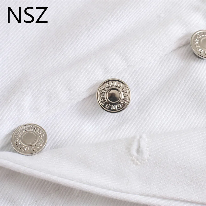 Женские прямые джинсы NSZ белые джинсовые брюки с высокой талией длиной до
