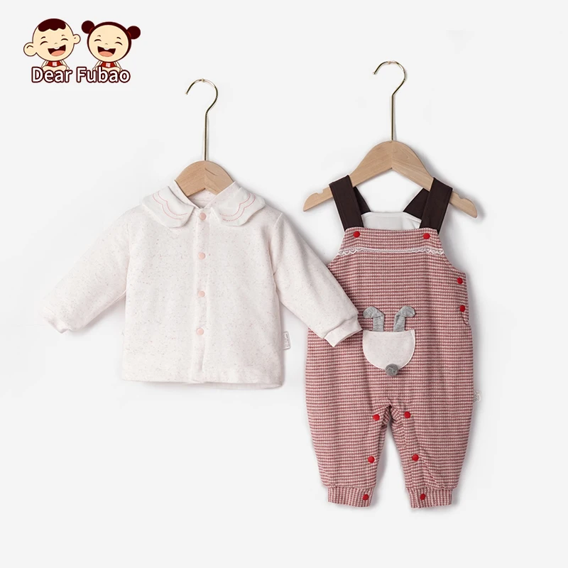

2021 New Born Baby Winter Costume Clothes Sets For Baby Girls Boys Cute Plaid Romper Toddler Kids Clothes For Newborns