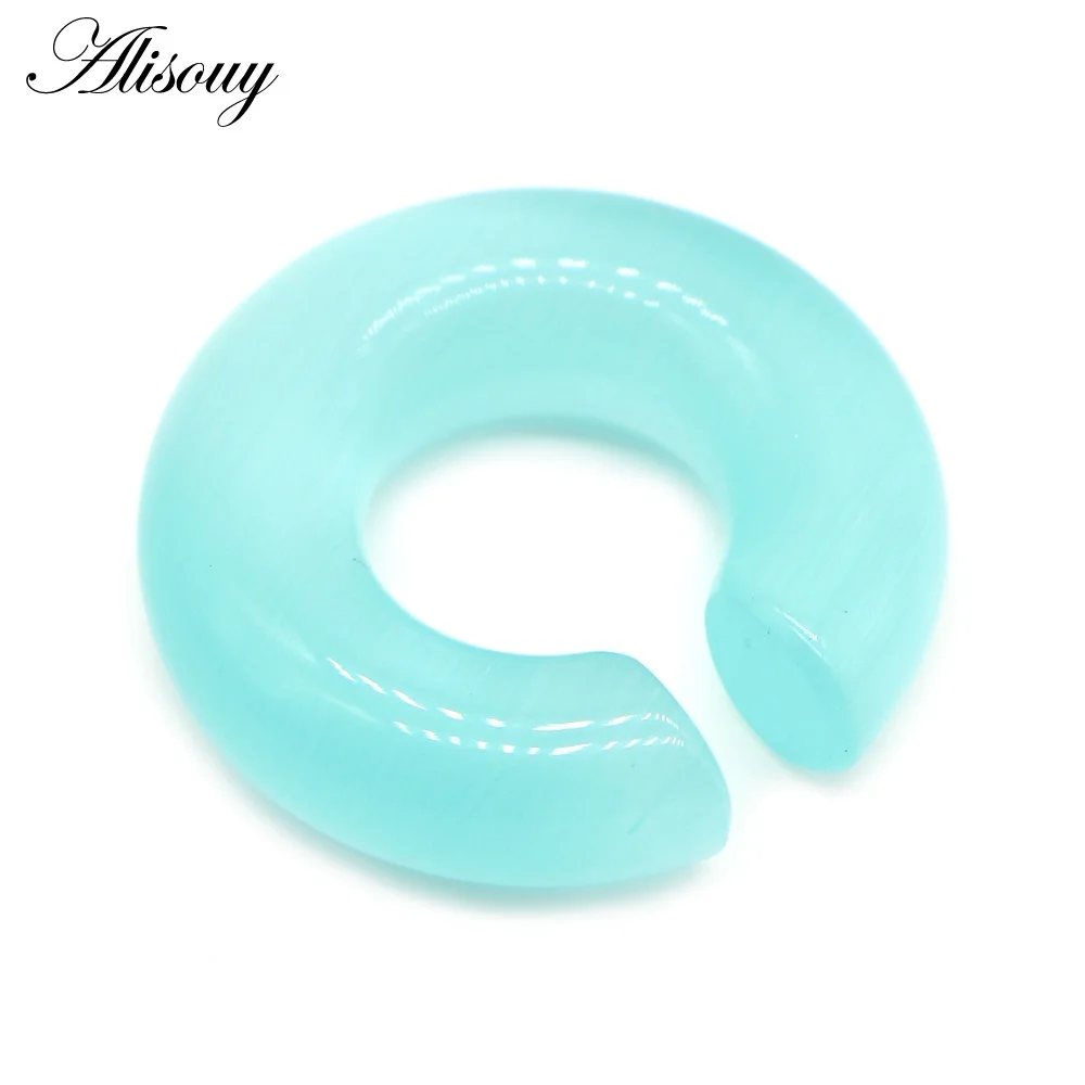 EM0851E Blue Cat Eye Alisouy 1 шт ключ круглое отверстие розового и черного цветов из опалового камня ухо грузики Подвески пирсинг расширитель уха штекер 6/8/10 мм Серьги, ювелирное изделие для тела - Окраска металла: EM0851E Blue Cat Eye