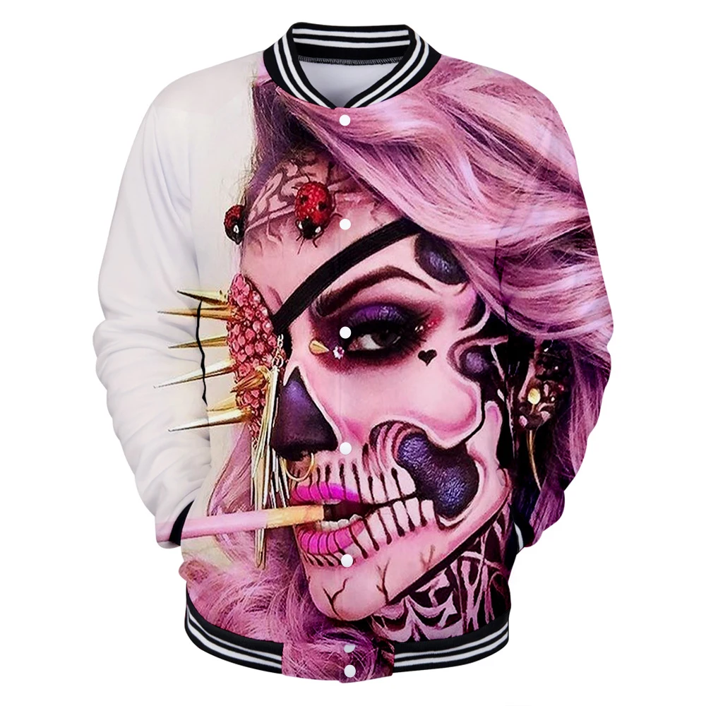 Новинка страшные бейсбольные куртки с 3D принтом на Хэллоуин Женская/Мужская