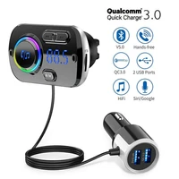 bc49bq bluetooth 5 0 usb car charger fm transmitter handsfree car kit music receiver adapter led display quick charging
