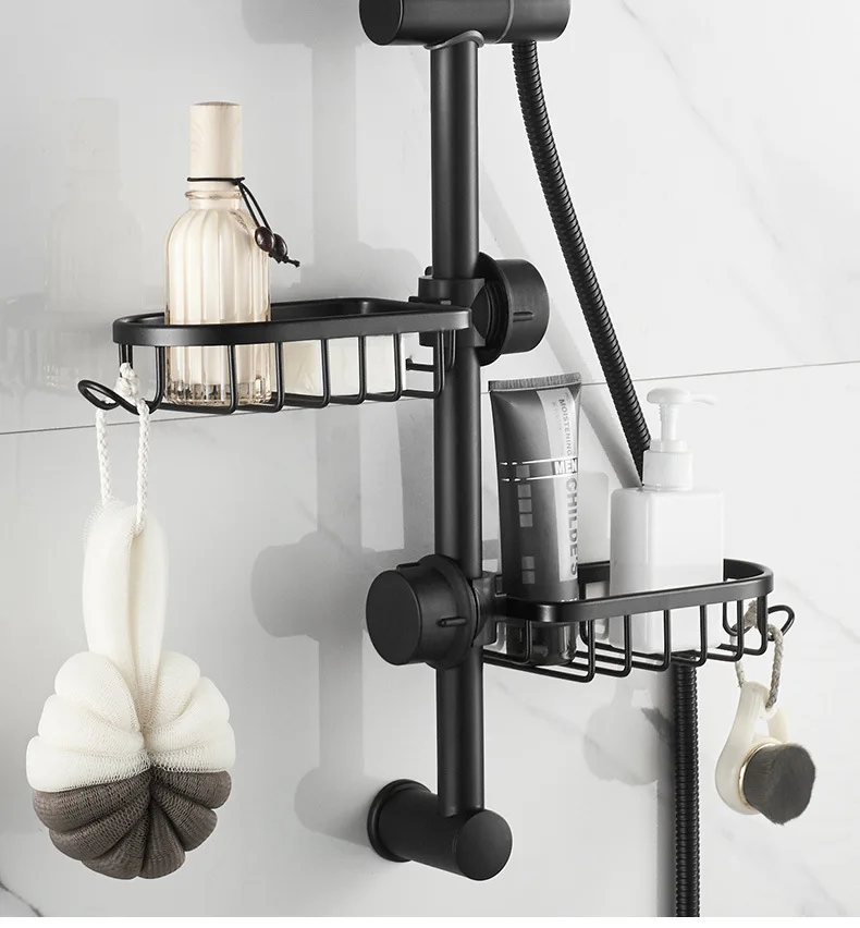 

Shower Storage Basket for Kitchen Bathroom Aluminum Single Layer Shampoo Soap Shower Storage Rack Holder Organizer Sink Rag Rack