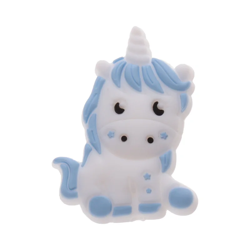 20 piezas de silicona con dibujos de unicornios para beb&eacute;, Mini mordedor de animales, cuentas sin BPA, cadena de chupete para reci&eacute;n nacido, accesorios para regalos de ducha, collar-2