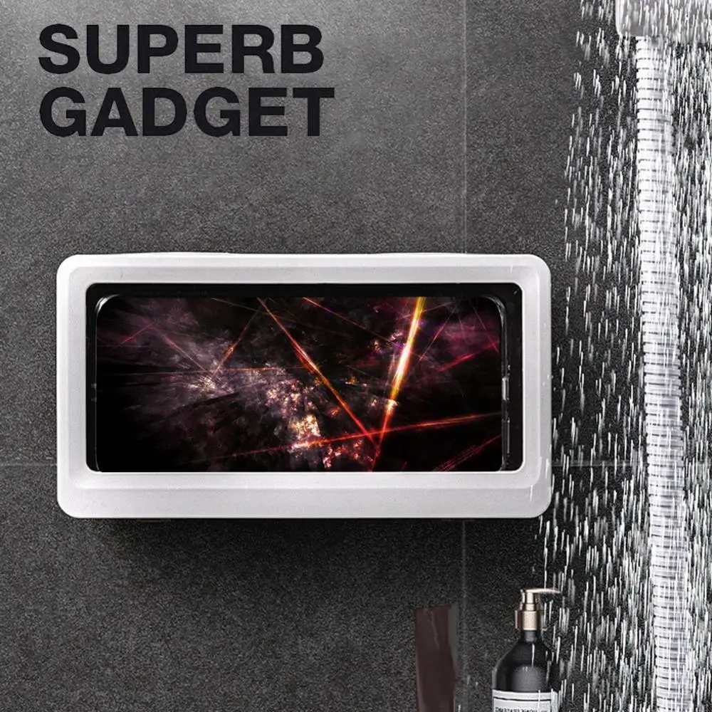 

Wall-Mounted Waterproof Anti-Fog Transparent Sealed Phone Holder for Toilet Bath