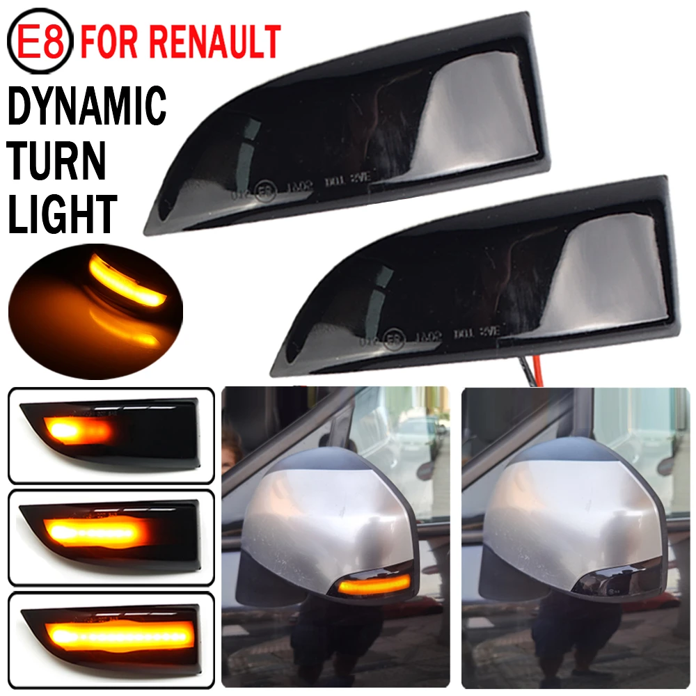 

2pcs Dynamic Turn Signal Rearview Mirror Indicator Blinker Light for Renault Megane MK3 Scenic Fluence Latitude Safrane
