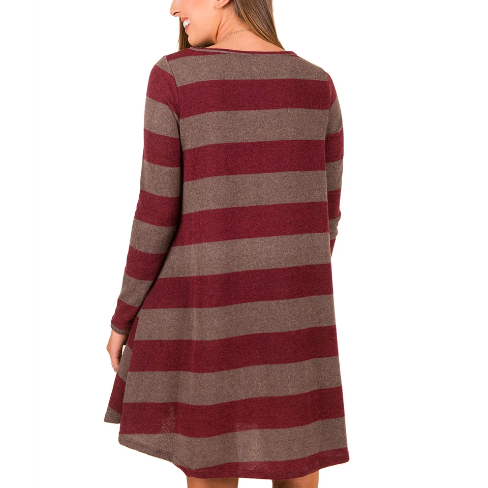 

Horizontal Striped Dress Raglan Long Sleeve Harajuku Fashion Dress New Arrival Sukienka Women Multi Color Mini Dress Round Neck