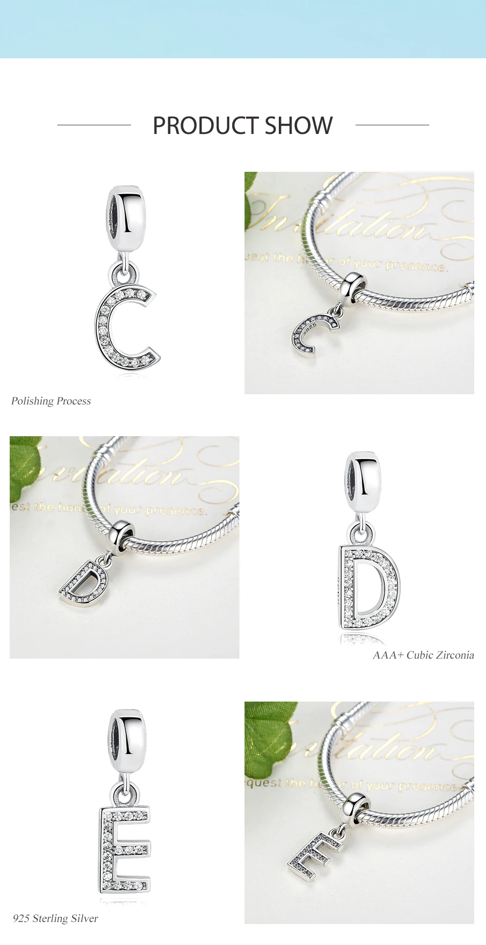 BELAWANG 925 пробы серебряные бусины с буквами, подходят для Pandora, подвески, серебро 925,, кристалл, алфавит, A-Z, подвеска с буквами