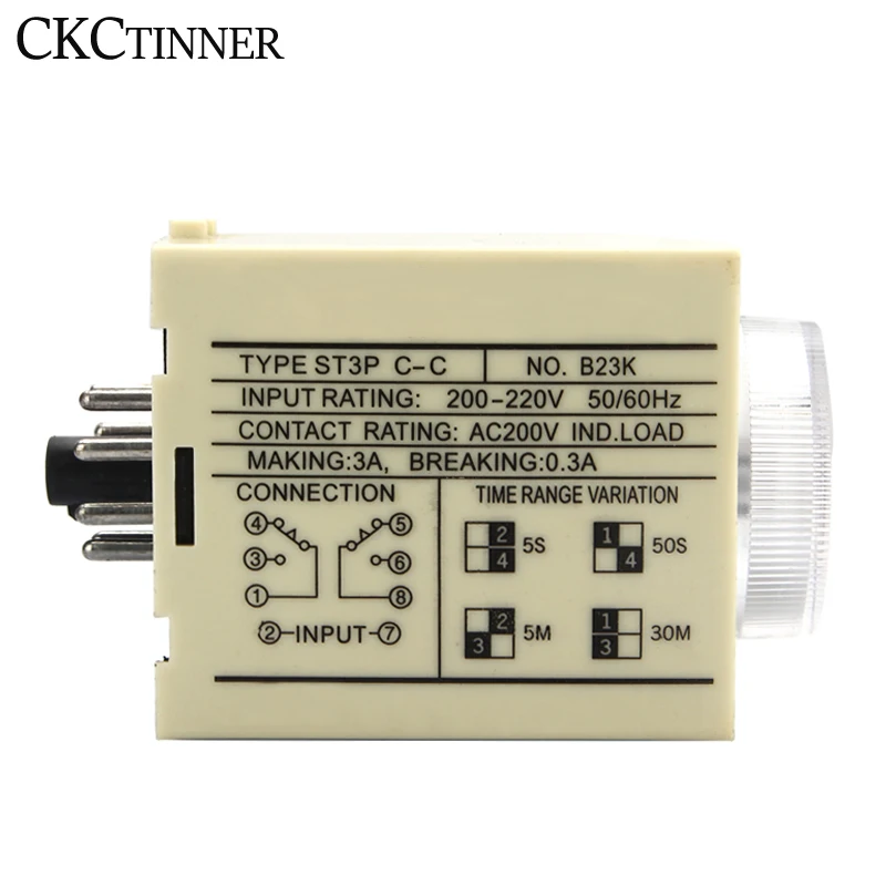 Реле включения и задержки ST3P series A-A/B/C/D/E/F/G (AC 380V 220V 110V DC 24V) задержка питания с