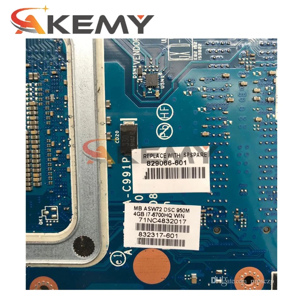 AKemy материнская плата для ноутбука HP ENVY 17-R 17-N 17T-N SR2FQ i7-6700HQ GT950M 4G 829068-001 829068-601 ASW72