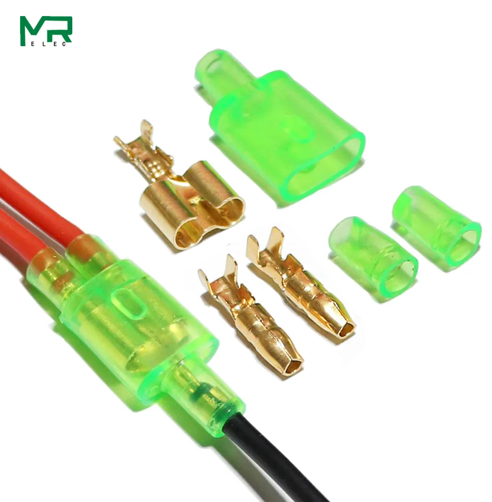 

10/20/50sets 4.0 bullet terminal car electrical wire connector diameter 4mm Male + Female 1 : 2 Green