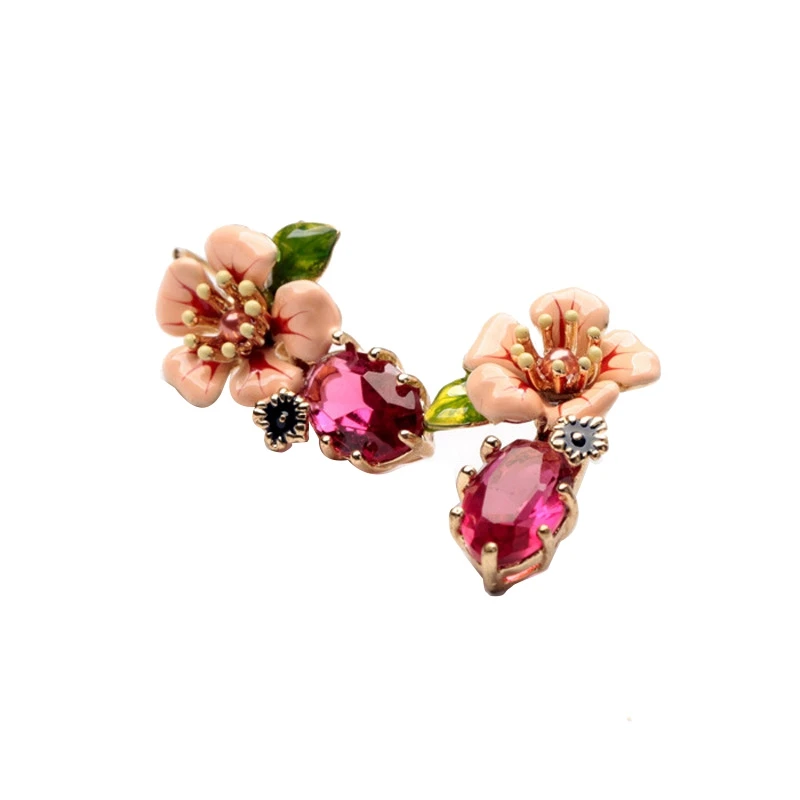 

High Sense of Niche Earrings Temperament Wild Enamel Glaze Earrings Sen Series Girl Super Fairy Flower Earrings