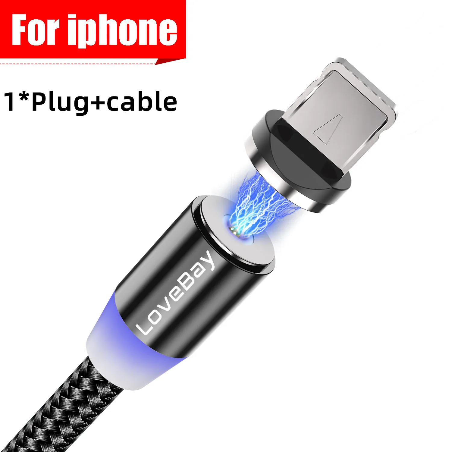 Lovebay Магнитный USB 3 м кабель для быстрой зарядки для Iphone TYPE-C Micro USB шнур Магнит Micro USB кабель для мобильного телефона USB шнур - Цвет: Black For iphone