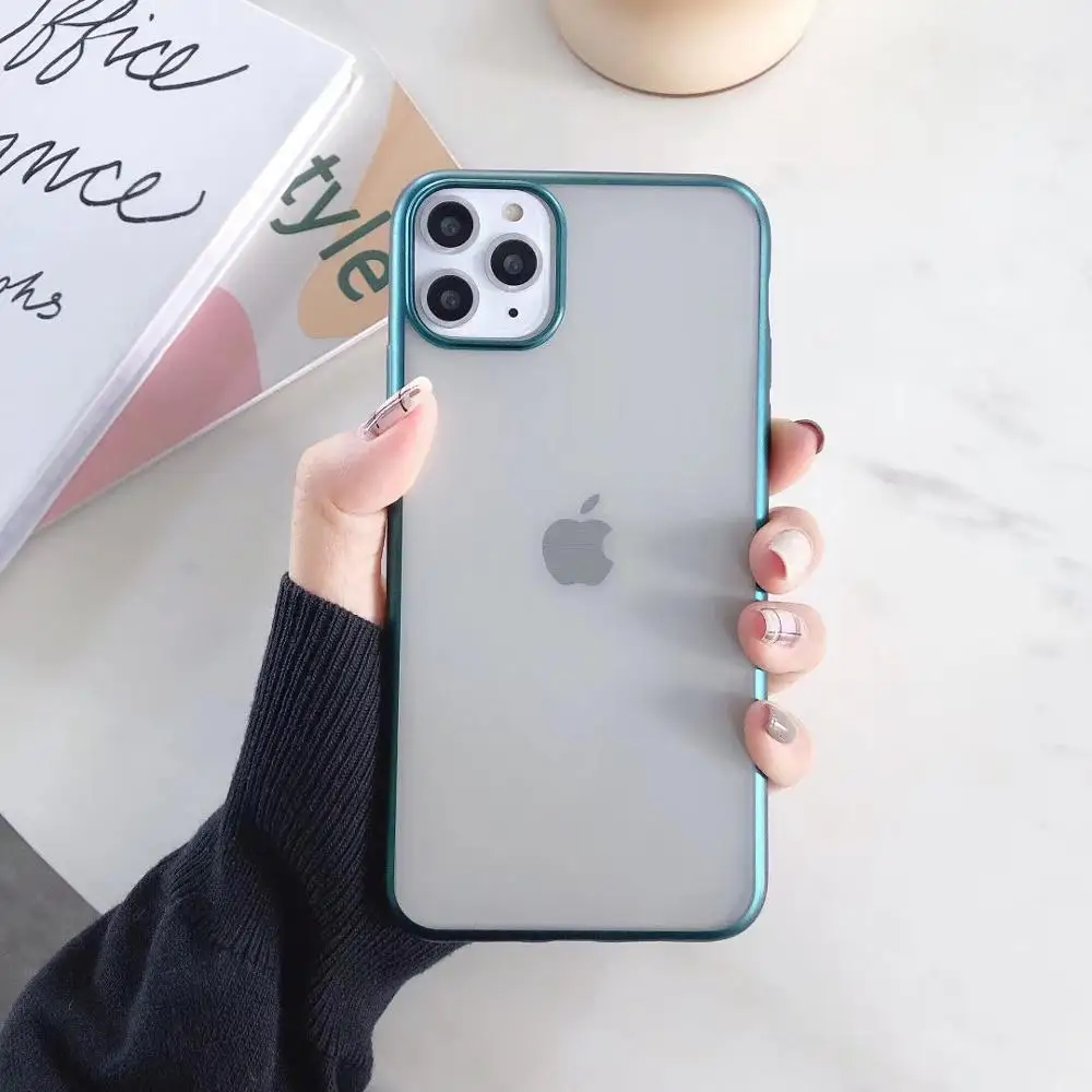 Matte Plating Phone Case For iPhone 7 Plus 6 6s 8 Transparent Back Cover 11 Pro Max X XR XS TPU Soft | Мобильные телефоны и