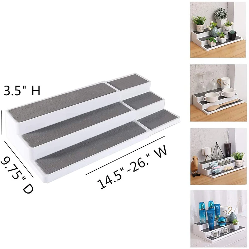 3 tier spice rack expandable kitchen cabinet waterproof and non skid kitchen organizer for pantry cabinet or countertop free global shipping