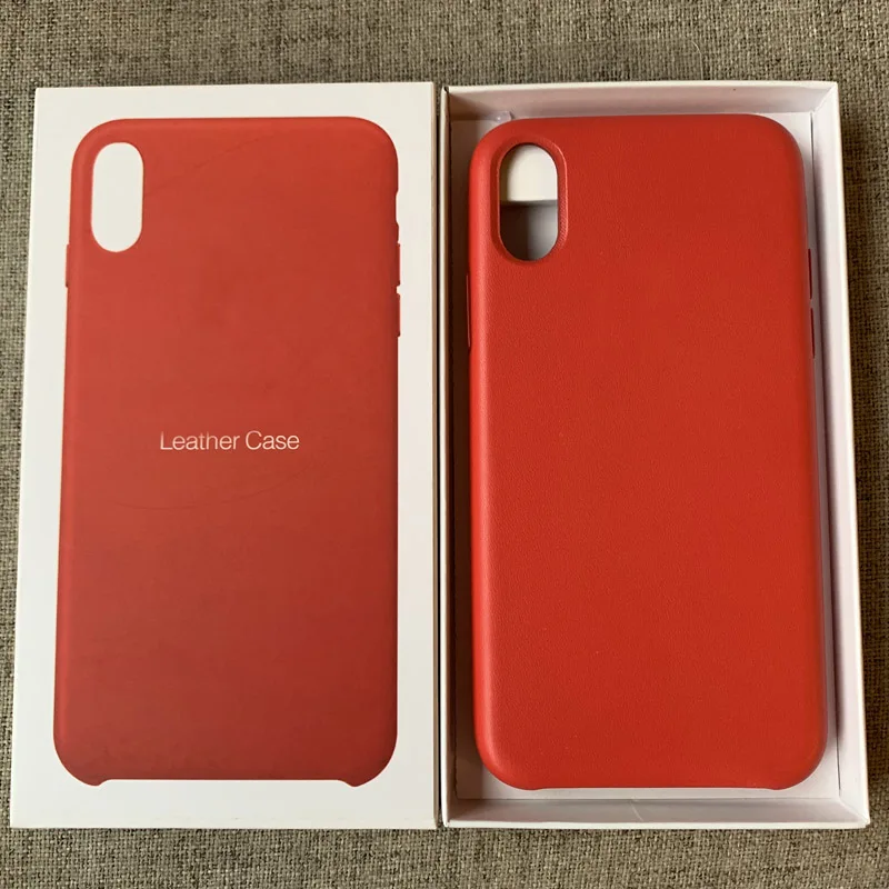 Кнопка для iphone 8 Plus XS Max чехол из искусственной кожи официальный Lo-go Защитный чехол для iphone X XS XR чехол с коробкой - Цвет: Красный