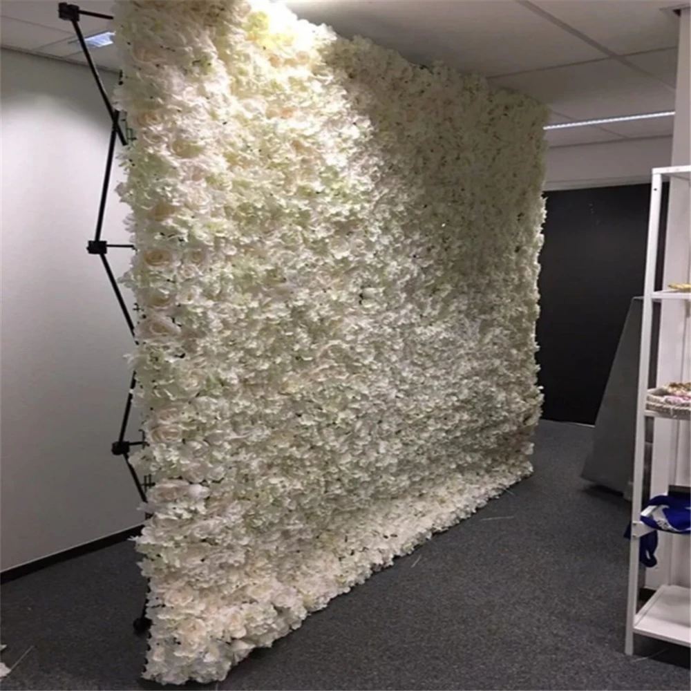 

Fashion Wedding Flower Wall With Stand Black Iron Folded Pipe Flower Frame For Wedding Party Decoration Supplies