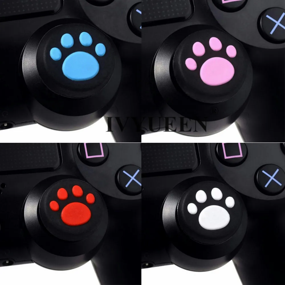 Силиконовые колпачки IVYUEEN для джойстика с рисунком кота/черепа Dualshock 4 PS4 Pro Slim XBox One