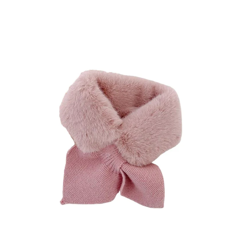 

Children Scarf Faux Fur Warmers For Girls Baby 2020 Winter Mink Fleece Collar Keep Warm Pompom Neck Ring Plush Fishtail Cross
