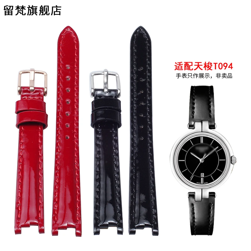 

Genuine leather Watchband 12mm (Buckle10mm) For Tisso t Flamenco Feries T094.210a Red Black Womens Watch Band Strap bracelet